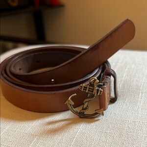 J. Crew Brown Leather Belt with Anchor Buckle